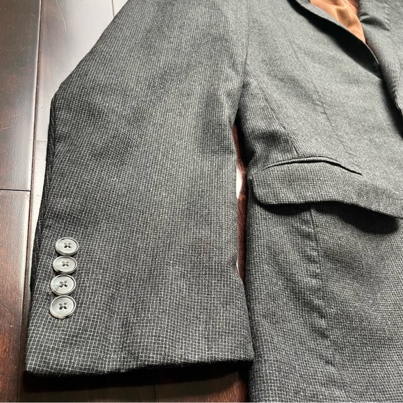 2023 JOS A BANK Gray Check blazer coat 42R Wool snd Cashmere Slim Fit - Picture 3 of 9